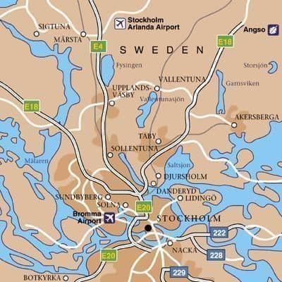 Mapa lotnisk w Sztokholmie