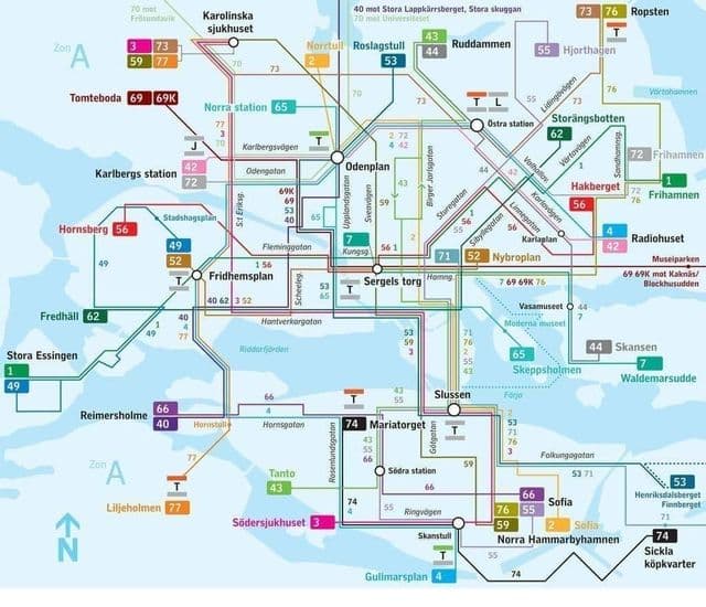 Mapa dworca autobusowego w Sztokholmie