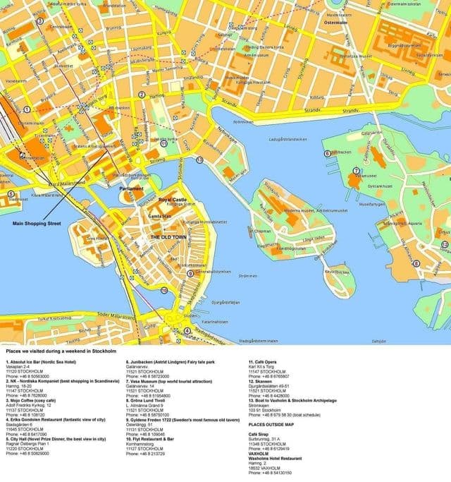 Mapa centrum Sztokholmu