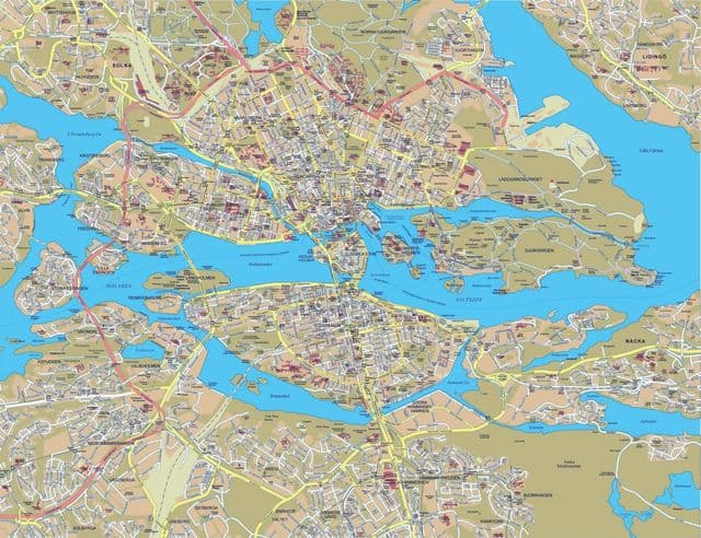 Mapa Sztokholmu ulice