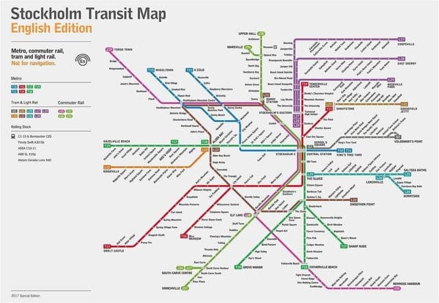 Mapa stacji metra w Sztokholmie
