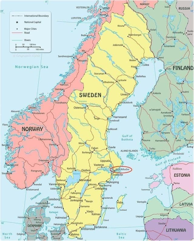 Sztokholm na mapie Szwecji